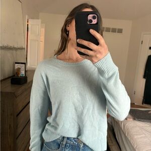 Lisa Perry 100% cashmere Blue Crew Neck Sweater Relaxed Fit